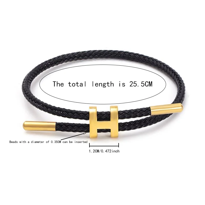 H-Buckle Stainless Steel Rope Bracelet Unisex 6