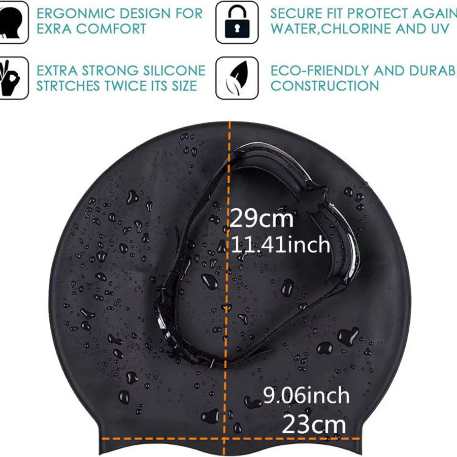 1pc Large Silicone Swimming Cap,Waterproof Silicone Swim Cap - Designed For Long Hair Anti-Slip Design Cap 5