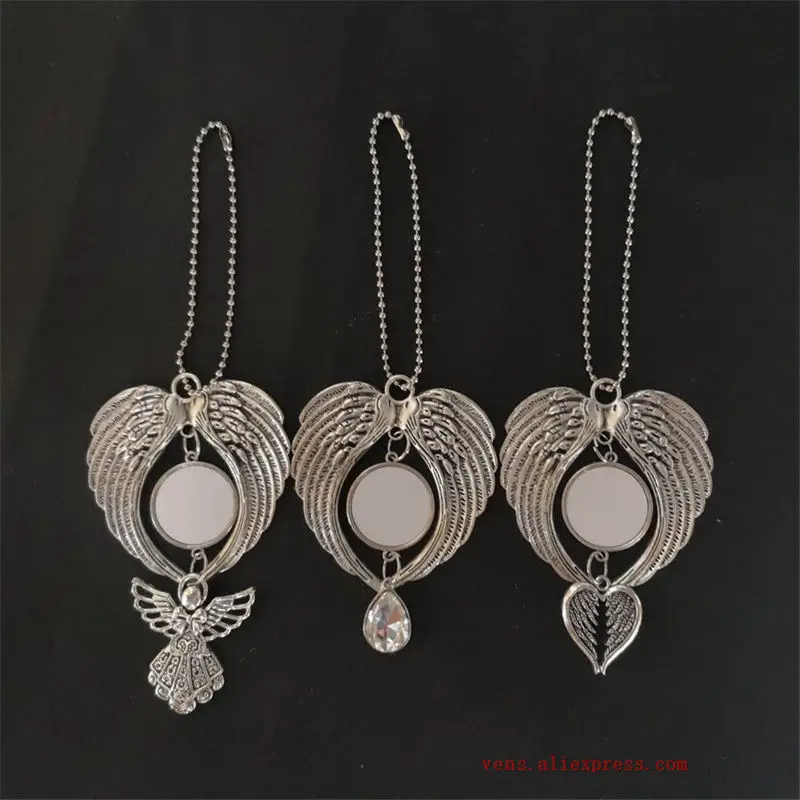 

sublimation blank new wings angel car hanger with chains fashion hot transfer printing blank jewelry consumables 15pcs/lot
