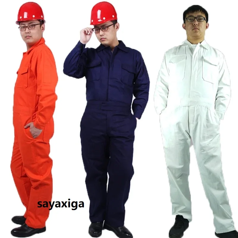 Tuta Da Lavoro Uomo Cotone 100% - Jumpsuit Multitasca Con Strisce Riflettenti, Cerniera Frontale