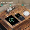 Tall Nightstand with Charging Station and LED Lights, Large Night Stands with Fabric Drawers, Bedside Table with Storage Shelves 6