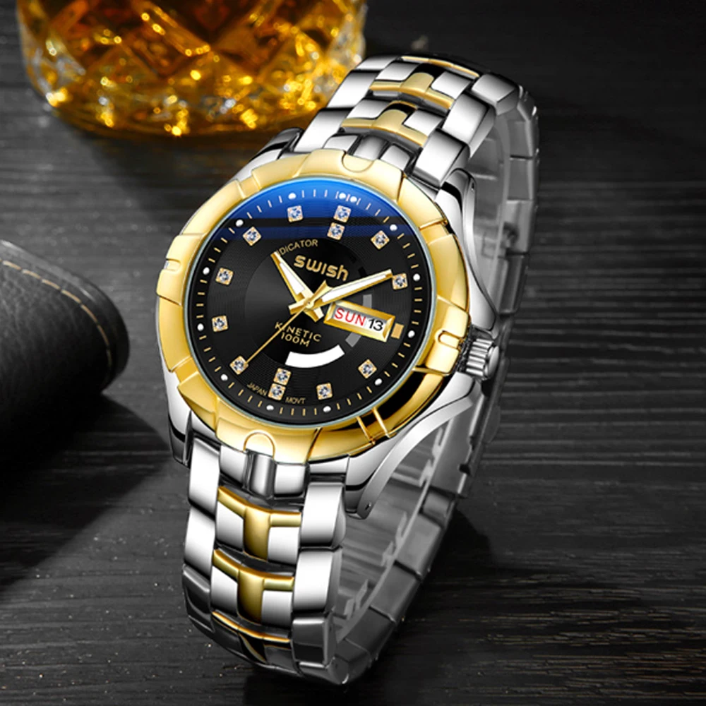 Stainless Steel Bracelet Watches Men Fashion Sport Business Waterproof Quartz Wristwatches Date Week Military Relogio Masculino
