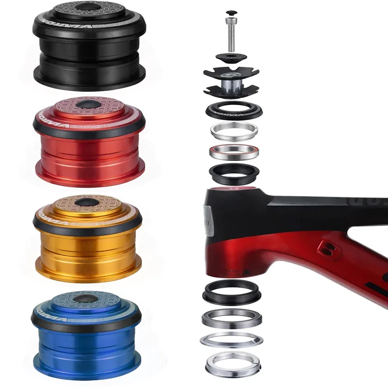 MTB bicycle headset 28.6mm threadless straight tube fork CNC 1-1/8" 34MM sealed bearing 44MM semi-integrated