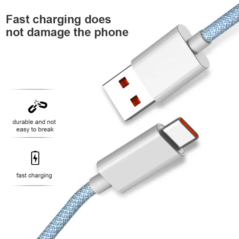 6A USB nabíječka kabel pro typ c/lightning/micro po jednom hlava 1m/1.5m/2m drát  nabíjení pro iPhone Xiaomi Huawei datový šňůra