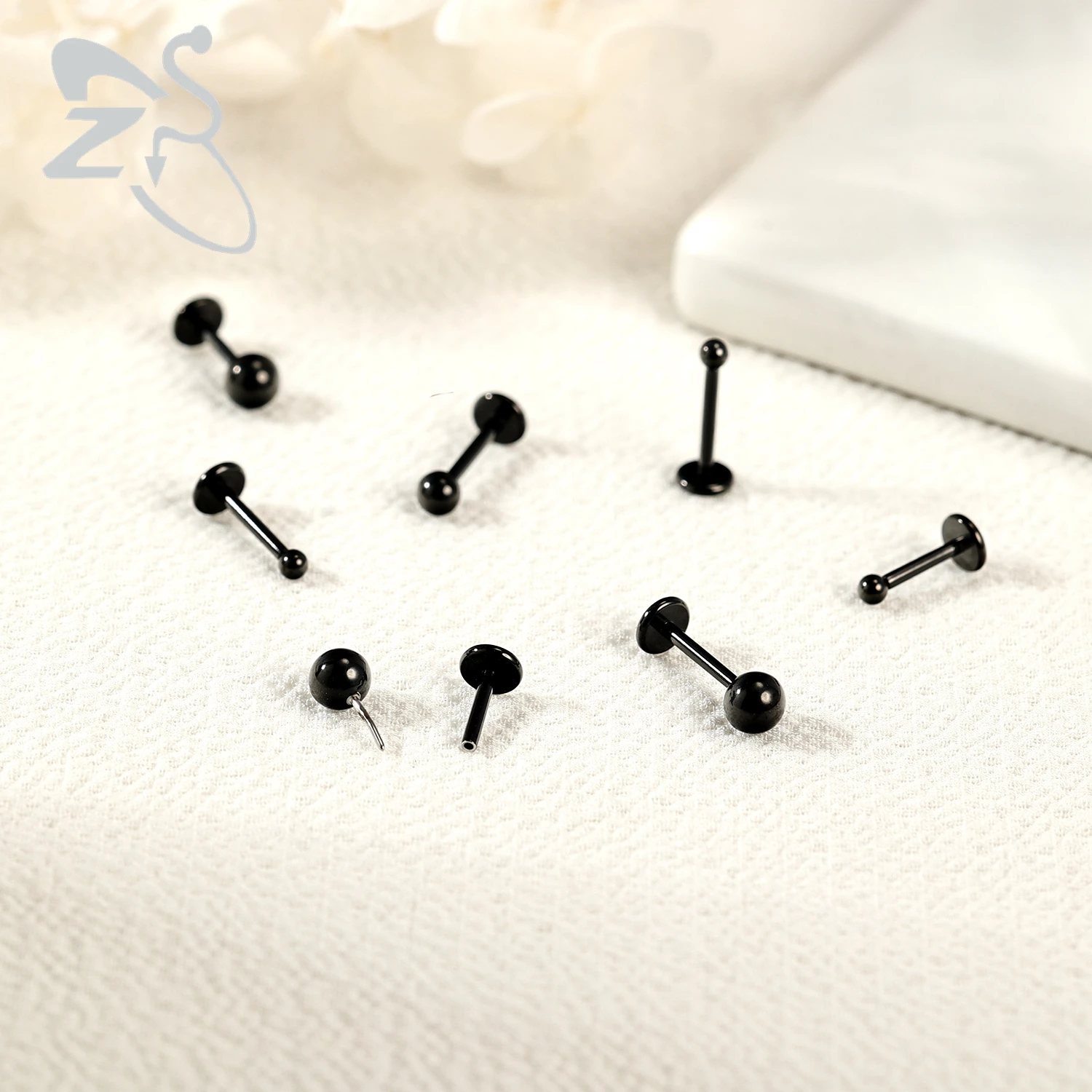 ZS 1PC 18G/20G 실버 컬러 립 스터드 스테인레스 스틸 립 피어싱 여성용 골드 컬러 귀걸이 5mm/6mm/7mm/8mm 바디 쥬얼리