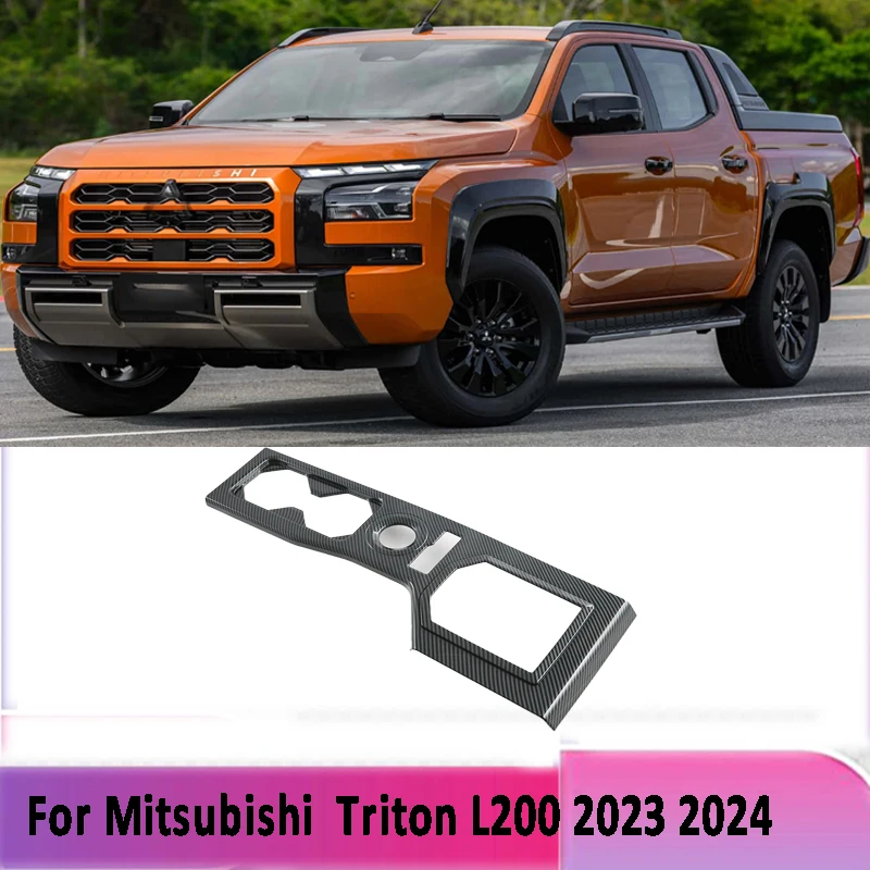

RHD for Mitsubishi Triton L200 2023 2024 ABS Carbon Fiber Car Gear Shift Panel Cover Trim Frame Sticker Interior Accessories