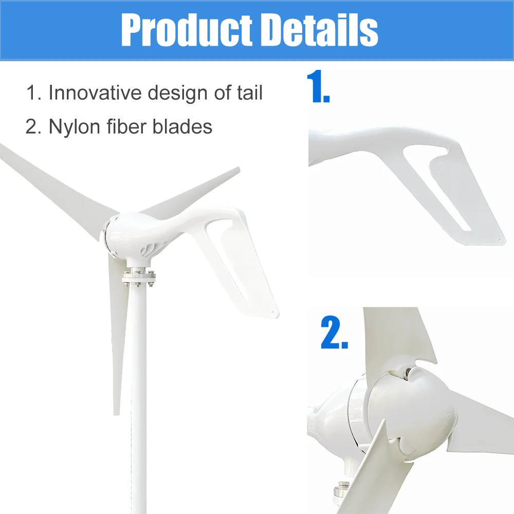 1000w Horizontal Wind Turbine High Efficiency Windmill 12v 24v Wind Energy Generators Electric Generator Home Appliance Camping solar wind generator