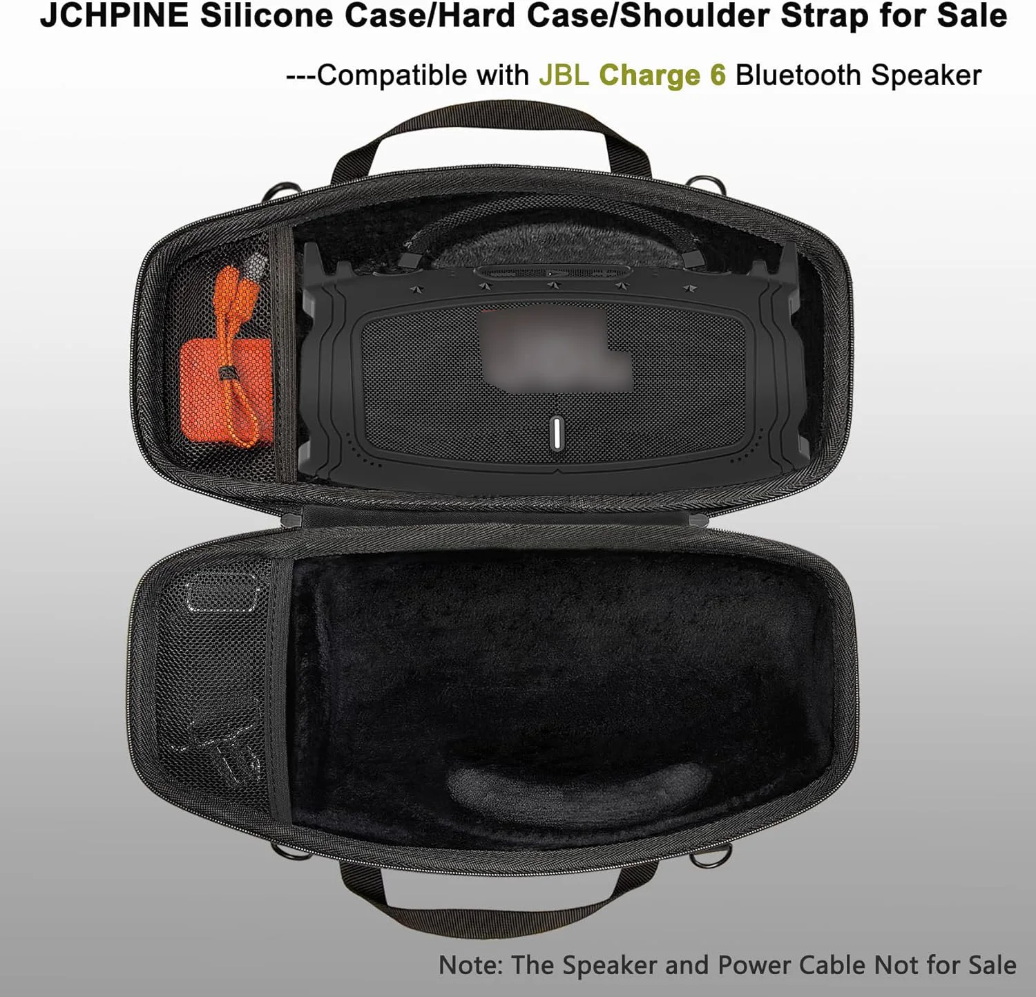 Silicone Protective Cover and Hard Carrying Case and Shoulder Stra for JBL Charge 6 Portable Bluetooth Speaker Accessories