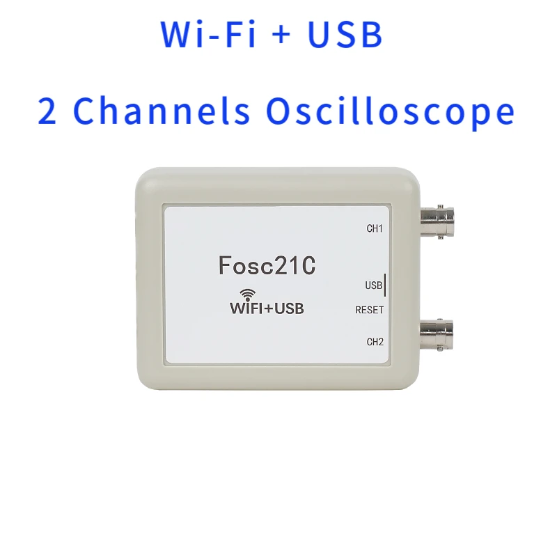 Fosc21C 2-channel WIFI wireless oscilloscope USB PC oscilloscope 1Mhz sampling rate portable oscilloscope MCU development 6
