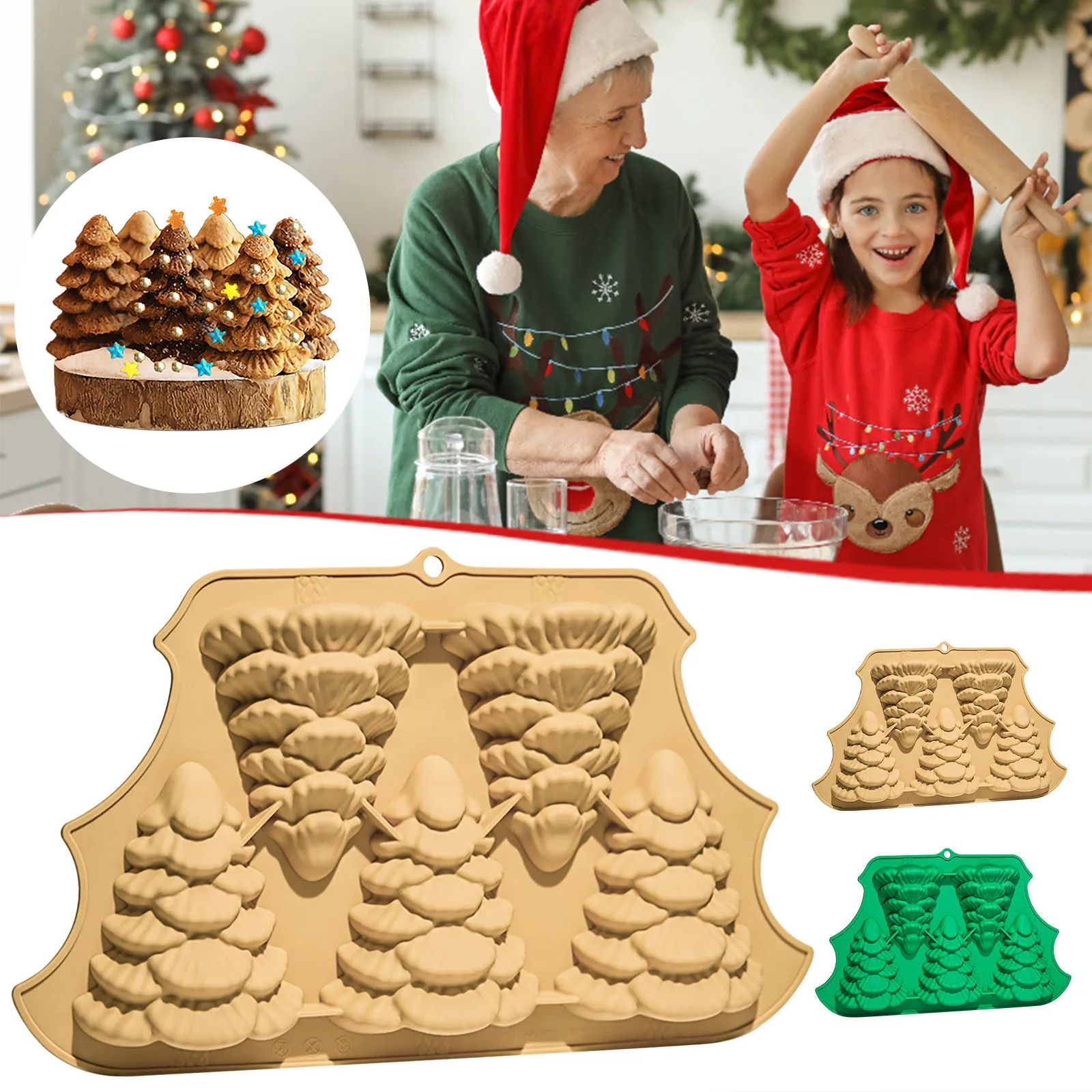 3D Baking Tree Cake Parties Molds Christmas For Holiday Mini