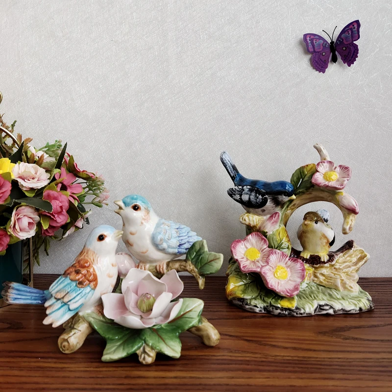 

Керамические фигурки цветов и птиц, домашний декор, украшение для Колибри, фарфоровая фигурка животного, аксессуары для свадебного подарка