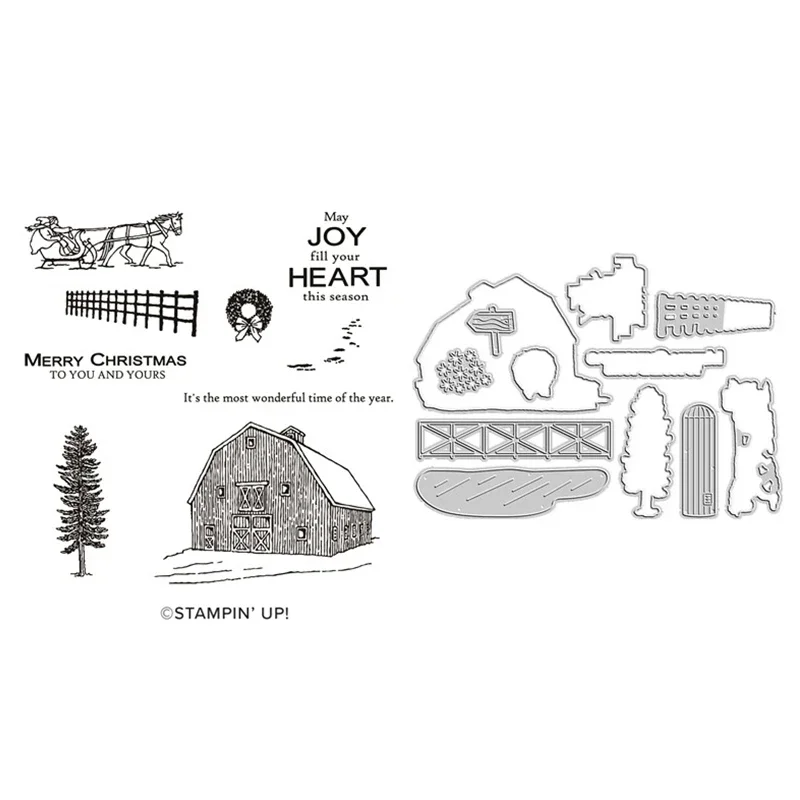 

Joy Sled House Christmas Latest 2022 Catalog Cutting Dies Clear Stamp Scrapbooking For Paper Making Embossing Frame Card