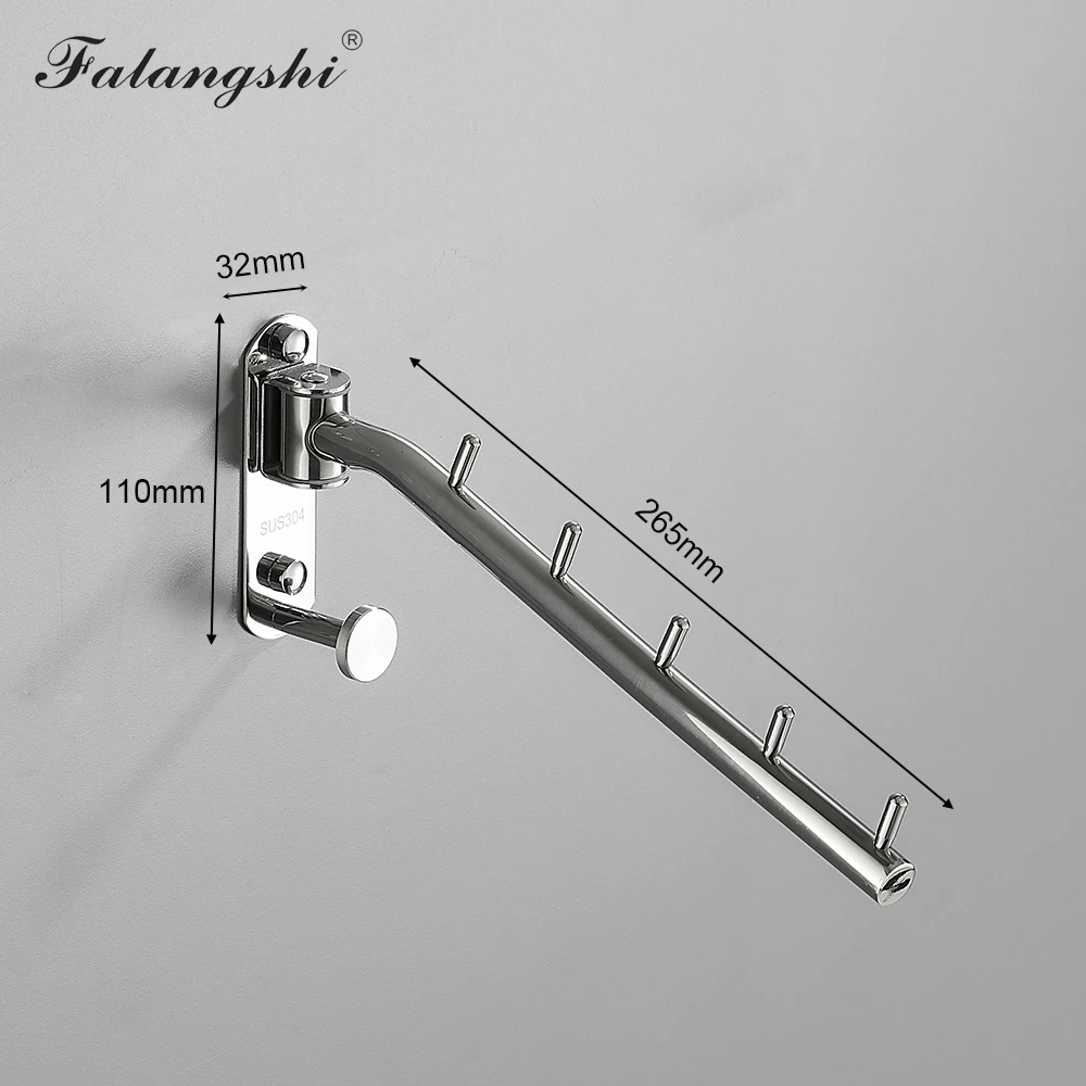 Falangshi Clothes Rack Polished Swivel Clothes Hangers Stainless Steel Wall Mount Hanger Drying Rack Clothes Organization WB3019 6