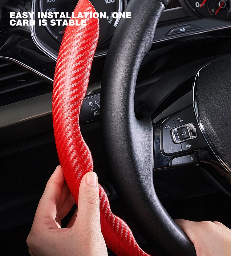 Steering Wheel Cover 38cm Carbon Fiber Sports Non Slip Summer