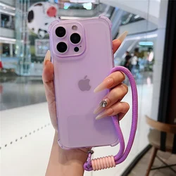 Shockproof Candy Color Lanyard Case with Hand Wrist Strap and Matte Finish for Xiaomi Civi 3 (Purple)