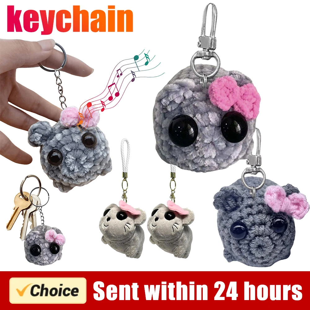 Sad Hamster Meme Sound Music Plush Toy Crochet Plush Sad Hamster Meme Key Rings Kawaii Sad Hamster Keychain Gift for Women Men