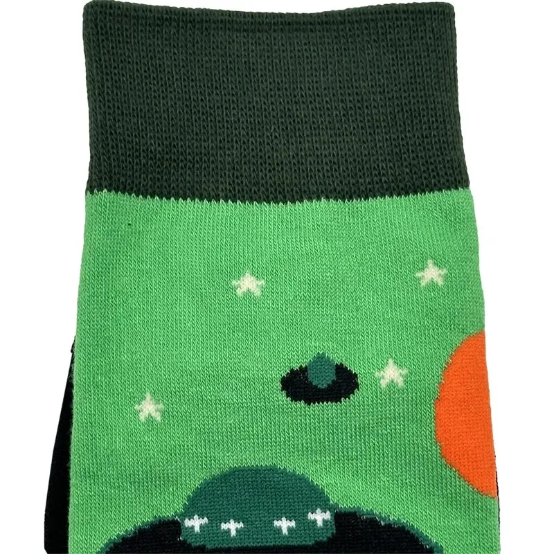 Men's Colorful Cat Alien Print Harajuku Sock
