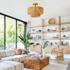 Vintage Hemp Rope Pendant Light Handmade Rattan Chandelier for Living Room Bedroom Restaurant Hemp Rope Round Pendant lamp 3