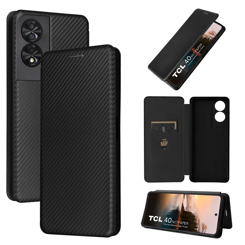 Elegant Carbon Fiber Flip Leather Case with Magnetic Wallet and Card Slots for 6.7 Device – Slim and Stylish Protection
