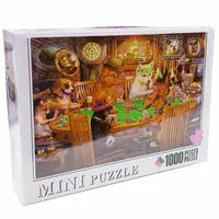 38*26cm Adults 1000 Pieces Paper Jigsaw Puzzles Puppy Gathering Cute Animals Paintings Stress Reducing Toys Christmas Gifts 1