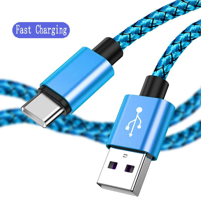 High-Speed USB A to Type C Nylon Braided Charging & Data Cable - Durable Android Phone Accessory, 1M/2M/3M Lengths
