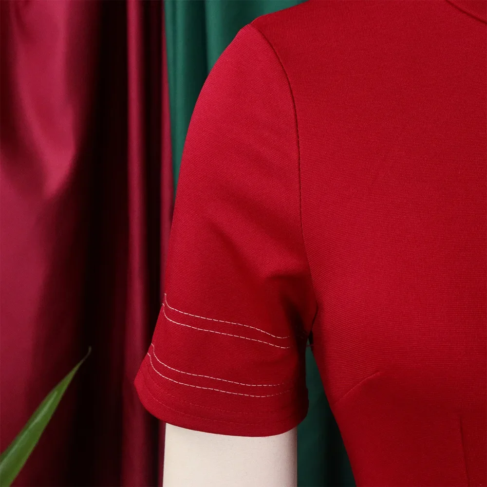 Elegant Plus Size Wine Red A-Line Midi Dress – Semi Formal casual midi dress