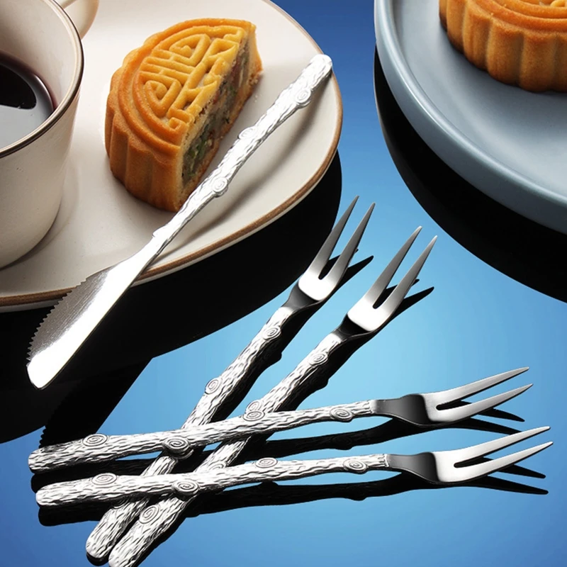 Cake Knife Fork Two Tooth Mooncake Knife Fork Set Pizza Knife Kitchen