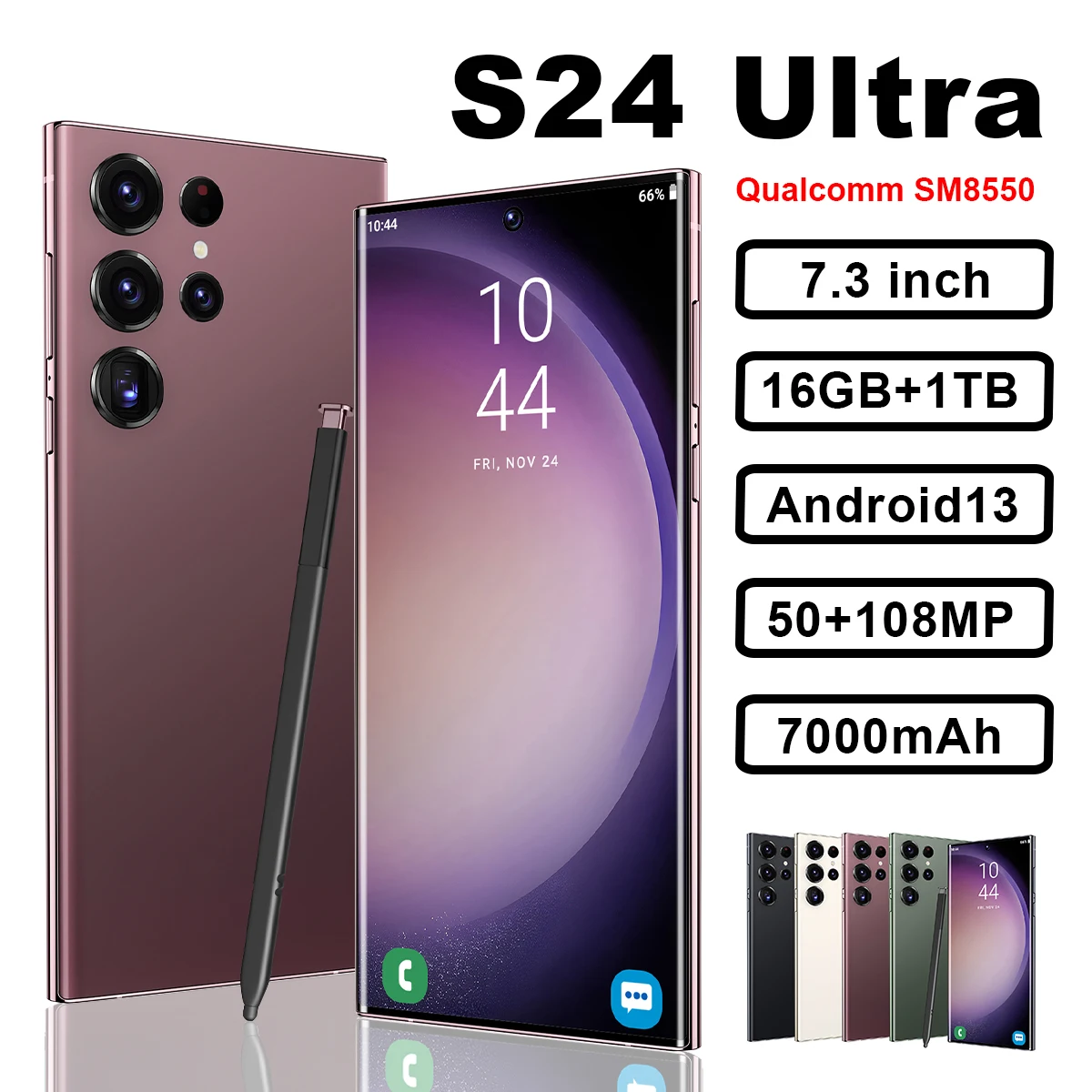 

Original S24 Ultra Smartphone Network 7.3inch 16GB+1TB Android Mobile Phones Unlocked 7000mAh 50MP+108MP 5G Cellphone NFC