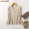 Women Sweater Mulberry Silk Cashmere Blend Solid Colors V Neck Buttons Down Long Sleeve Knit Cardigan Top Coat Warm XL XXL LY049 1