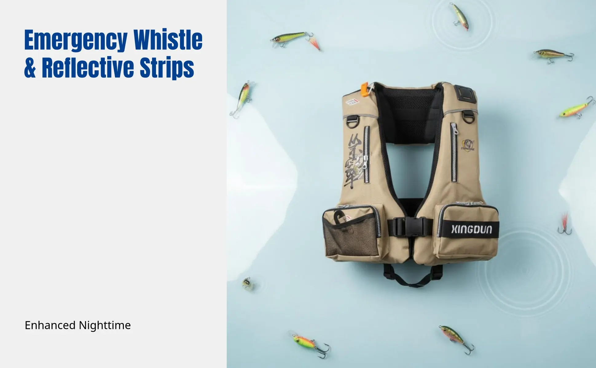 Fishing Vest, High Buoyancy Life Jacket, Outdoor Adult Fishing Gear, Reflective Tape, Adjustable Buckles, Multi-Pocket