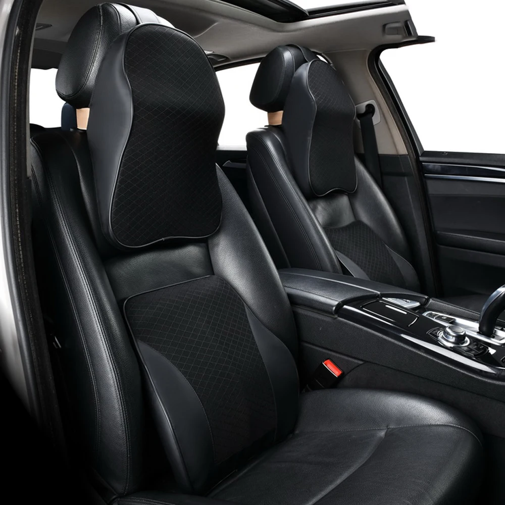 Appuie-tête Et Soutien Lombaire Pour Voiture - Simili Cuir - Rembourrage Fibre Synthétique