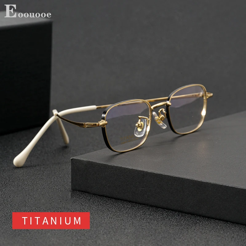 

44mm Titanium Glasses Frame For Women Fashion Optics High Myopia Hyperopia Eyeglasses Prescription Two Color Plating High-Qualit