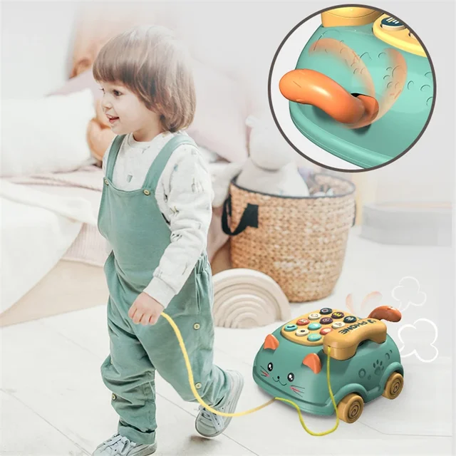 Jouets de téléphone Musical 3 en 1 pour bébé, jouet d'apprentissage interactif pour tout-petits avec lumières, histoire téléphonique pour chat, éducation précoce, cadeau Montessori 4