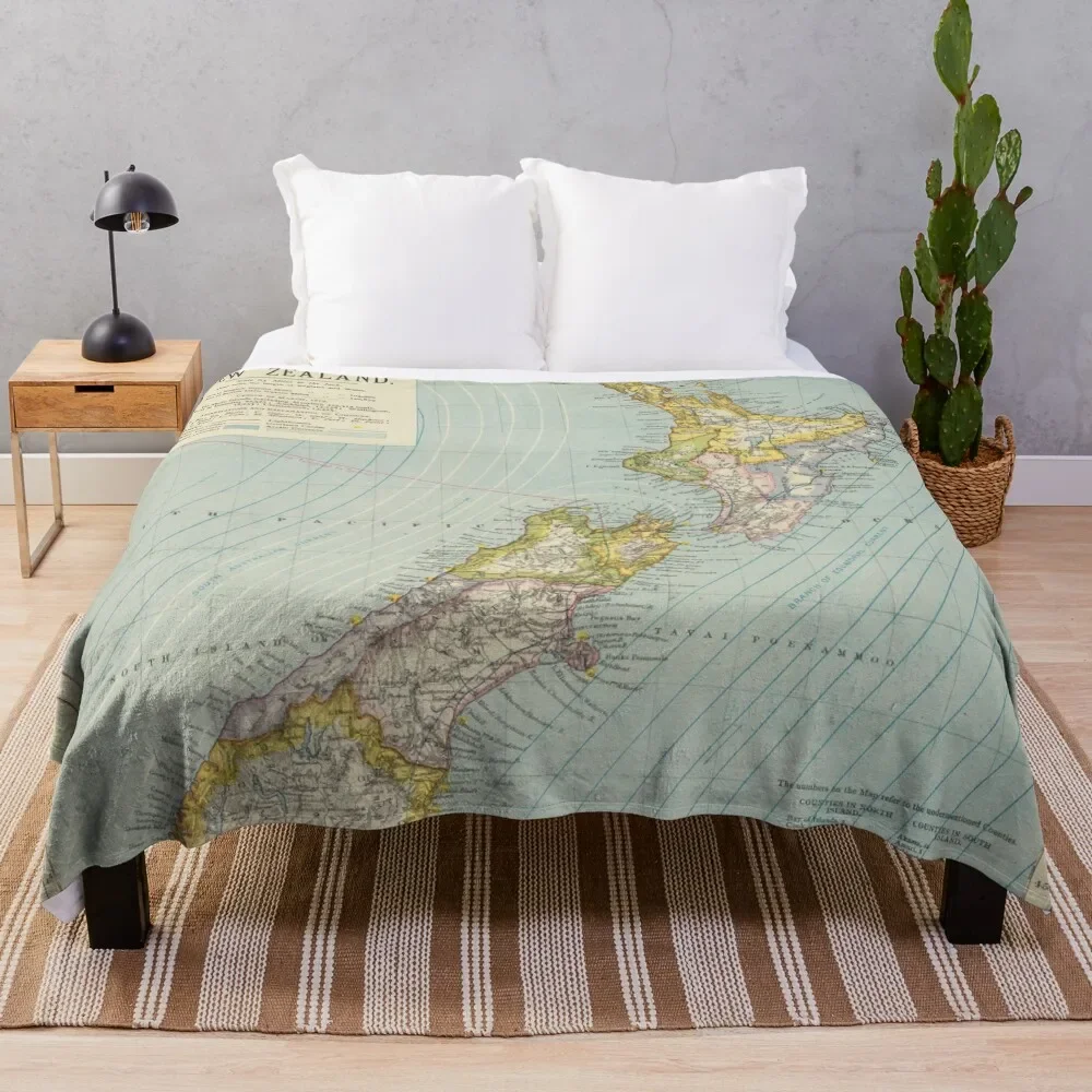 

Vintage Map of New Zealand (1883) Throw Blanket Fluffy Shaggy Blanket Blankets For Sofas