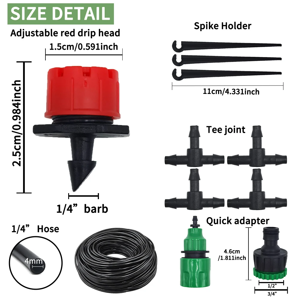 Portable Micro Drip Irrigation System, 20M Automatic Watering Kit with Adjustable Drippers for Garden - 4