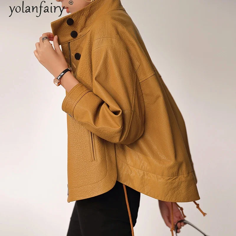 

High Quality Genuine Leather Jacket Women Spring 2024 Casual Sheepskin Coat Female Short Coats and Jackets Veste Femme Pph4618