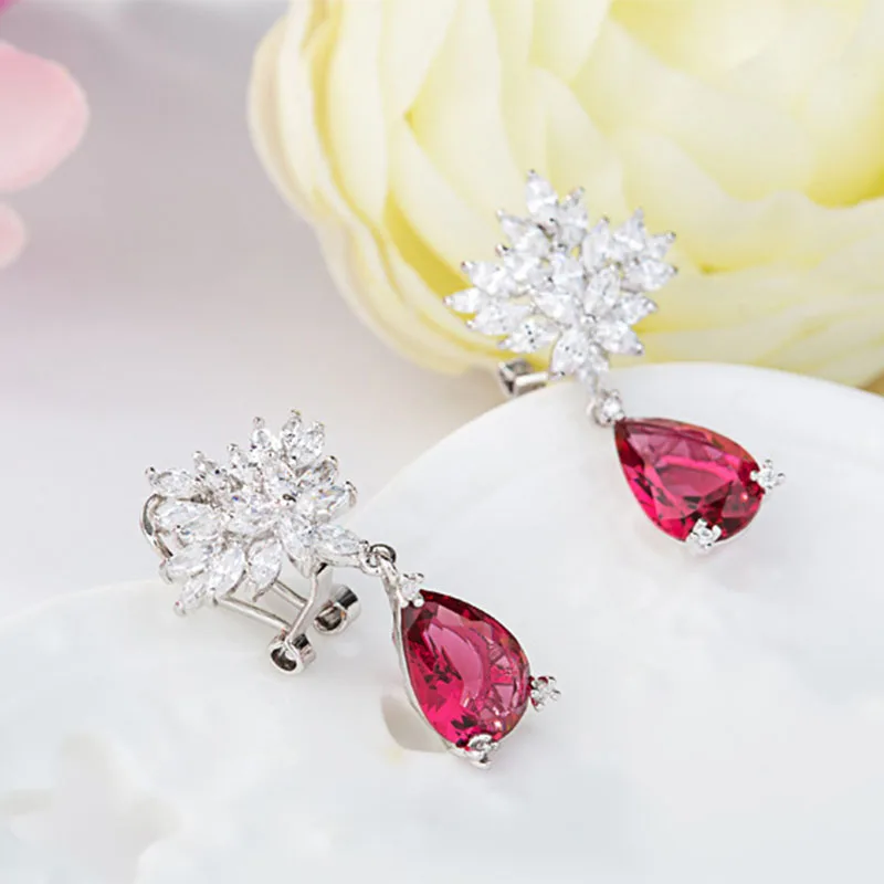 SLBRIDAL Art Deco Teardrop Cubic Zircon Drop Earrings CZ Earring Wedding Bridal Earring Fashion Jewelry Girls Daily Earrings 4