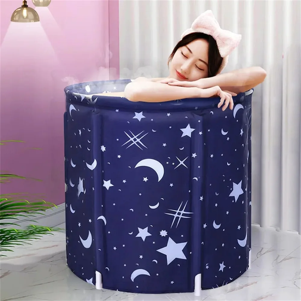 Portable Bathtub for Adult Foldable Soaking Shower Freestanding Collapsible  Home SPA Bath Tub with Inflatable Pillow,Seat