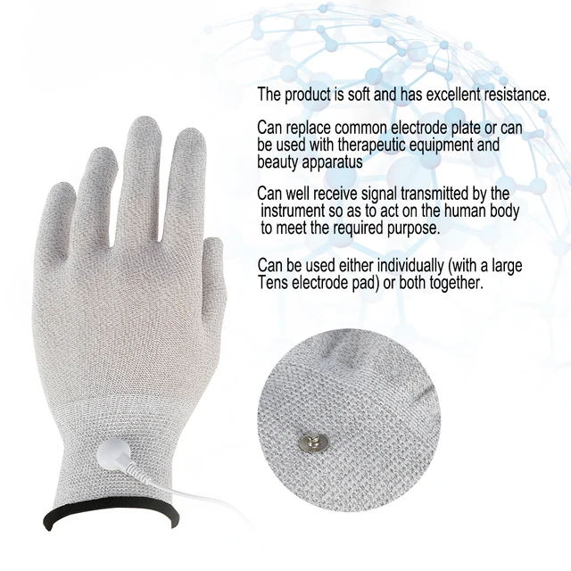 1pair Conductive Silver Fiber Electrode Gloves Pads Electrotherapy Massage herapy Gloves for Phycical 3 Size Massage Gloves 2