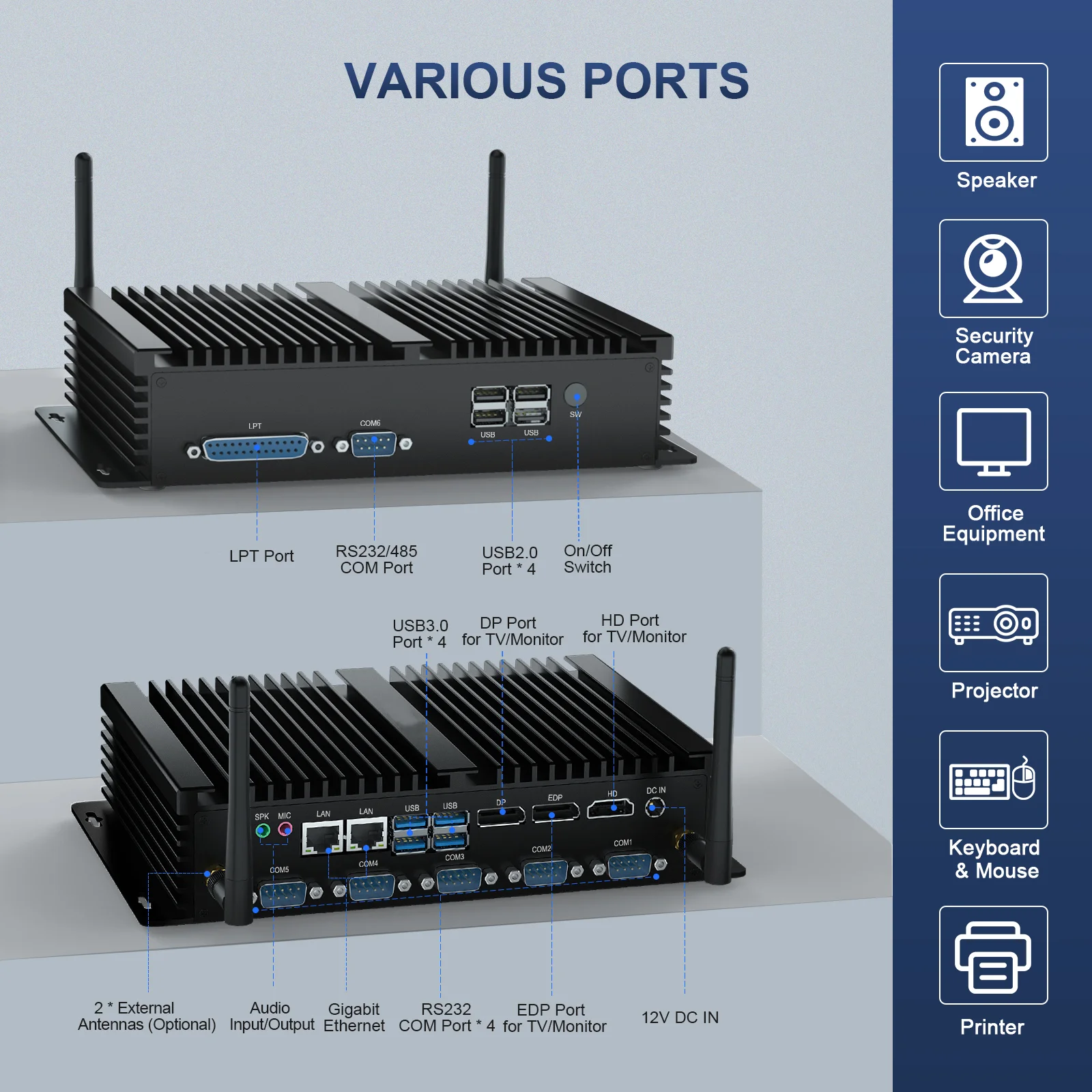 Hystou 1 × Lpt Fanless Mini Pc Intel 8G 16G Ddr4 256G 512G Desktop Hd Dp Edp Bt4.2 Windows11 6 * Rs232 Com Industriële Computer Itx