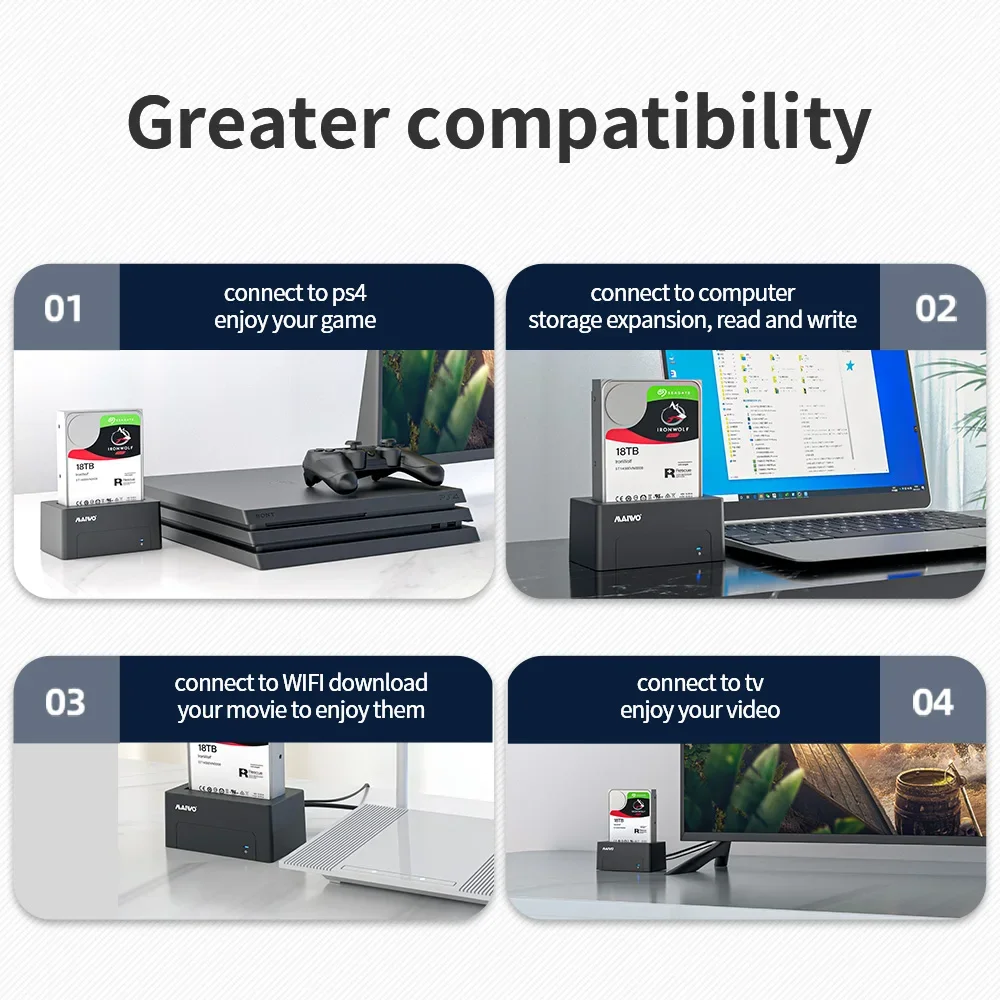 MAIWO 하드 드라이브 도킹 스테이션, SATA-USB 3.0 어댑터, 2.5 3.5 SSD 디스크 케이스 HDD 박스, 하드 드라이브 인클로저 도킹 스테이션