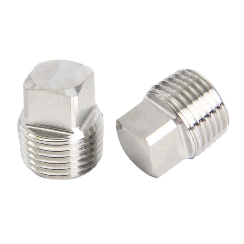 

NEW-NPT Male Pipe Plug Outer Square Head Thread Stainless Steel Rods By CNC For Strength Socket Pipe Fitting