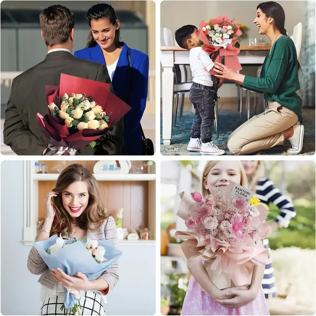 화려함을 더한 꽃다발과 선물: 티슈 페이퍼 꽃 부케 포장