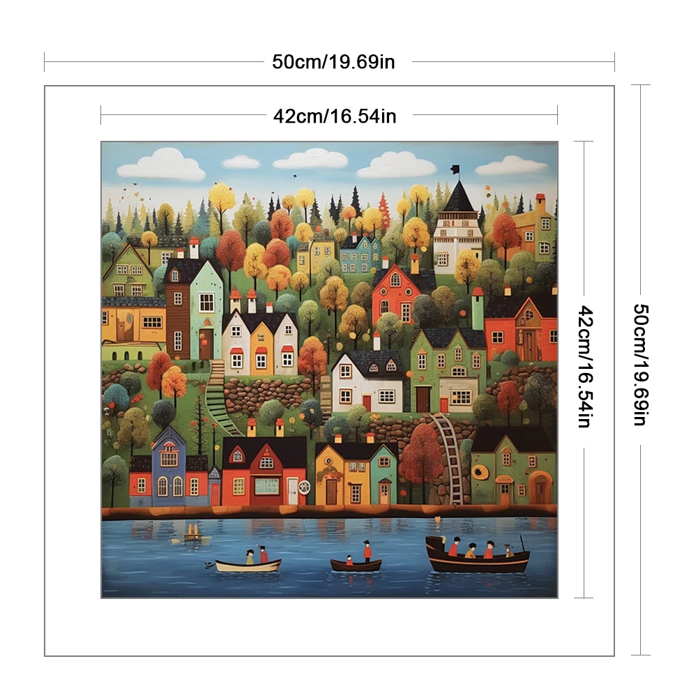 House Printed Cross Stitch Kit 50x50cm DIY 14CT Embroidery Craft Set Home Decor