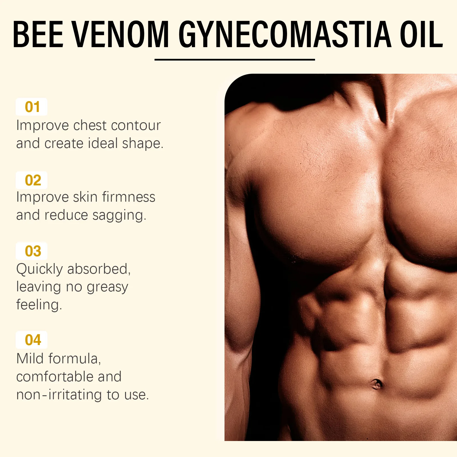Man Chest Firming Oil Gynecomastia Tightening Remove Excess Fat Strengthen Chest Muscles