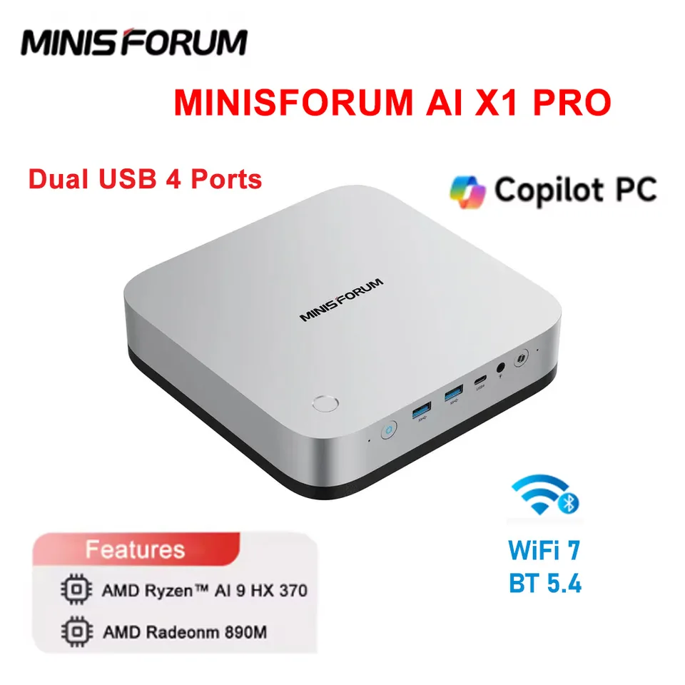 MINISFORUM AI X1 Pro Mini PC AMD Ryzen AI 9 HX 370 WiFi 7 DDR5