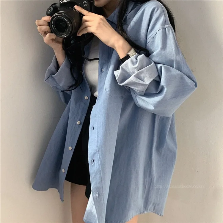 Early in the spring of the new high women's retro joker loose coat women long sleeve shirt