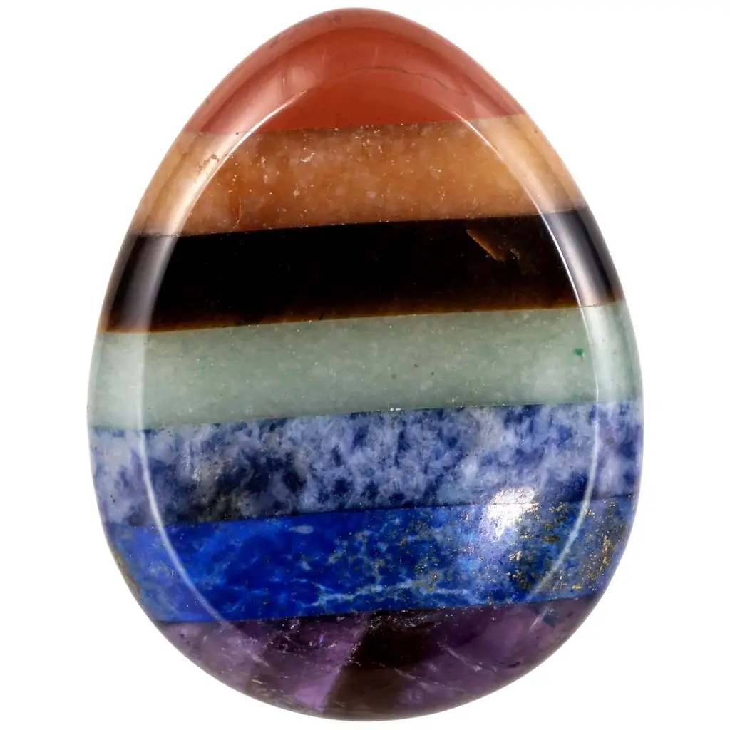 

Water Drop Shape 7 Chakra Thumb Worry Stone Polished Crystal Pocket Palm Stone For Anxiety Therapy Stress Relief