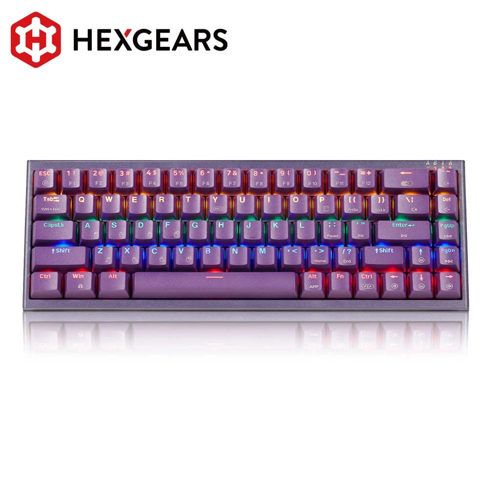 

Механическая клавиатура Hexgears U1, колпачки для клавиш с двойным выстрелом PBT, 68 клавиш, блестящие механические переключатели Kailh с RGB-подсветкой