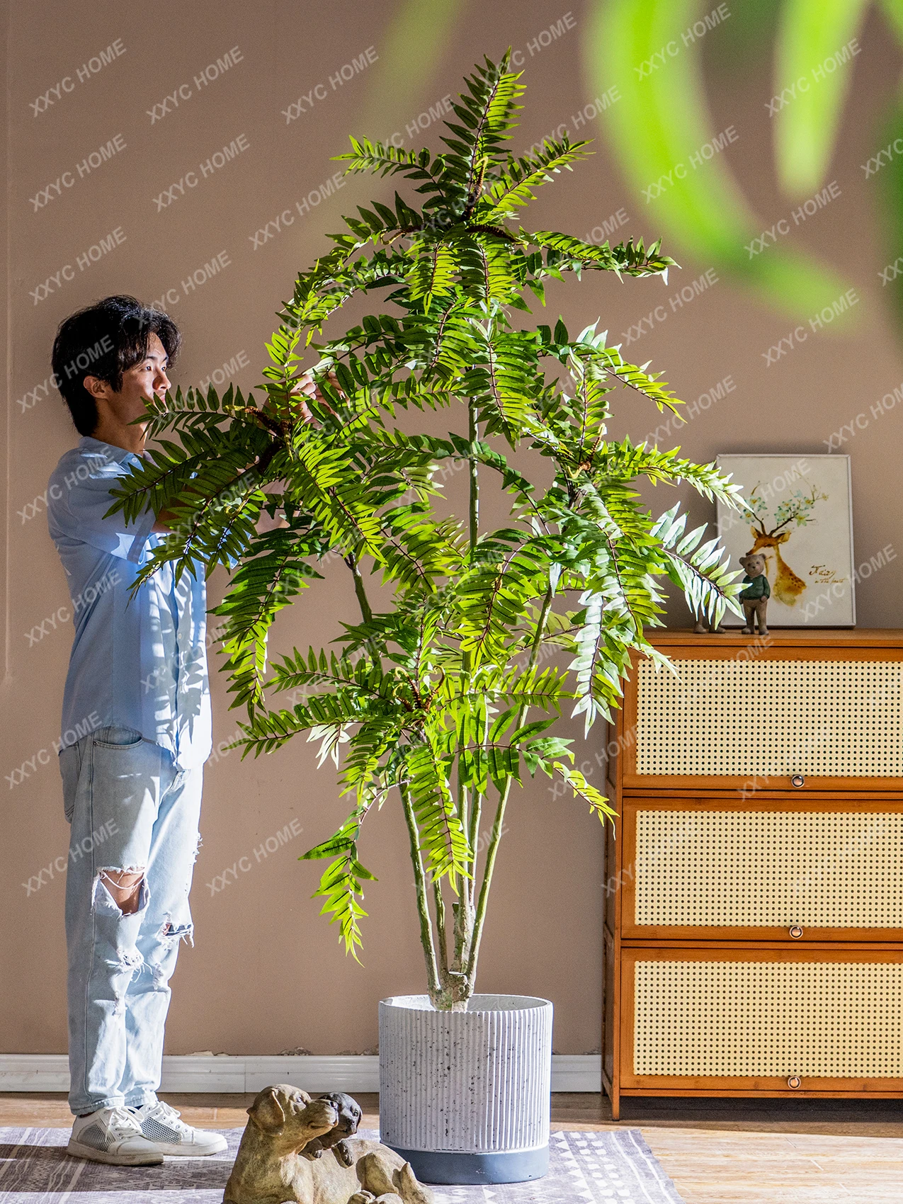 

Artificial Toona Sinensis Tree Green Plant Bionic Fake Trees Plant Indoor Living Room Landscape Decoration Floor Bonsai